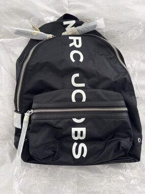 Marc Jacobs Black Nylon Backpack with White Logo